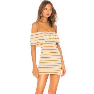 Revolve Lovers + Friends Flared Mini Knit Dress Rainbow Stripe Small *
